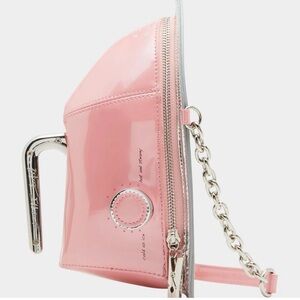 Betsey Johnson Kitch Iron bag NWT Pink Patent Crossbody Bag with Silver Chain
